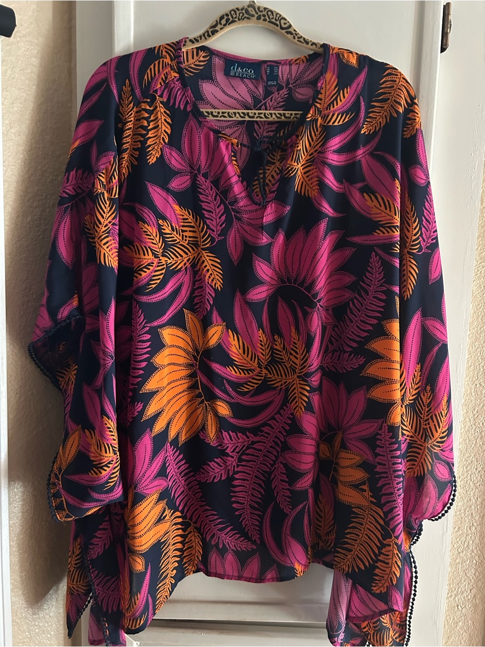 Women's Pink and Orange Floral Scarf Top by Belle